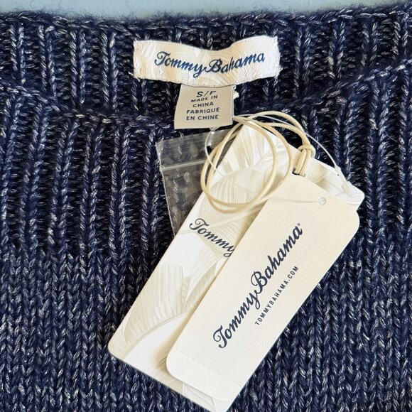 NWT Tommy Bahama Shimmer Balloon Sleeve Island Navy Blue Wool Blend Sweater - Picture 4 of 5